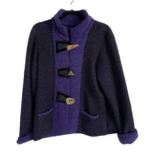 Lee Andersen Purple Sweater Cardigan M Eclectic Patchwork Unique Artsy Lagenlook